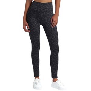 H Halston Studio Black and Gray Leopard Print Spandex Leggings